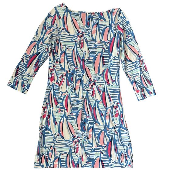 Lilly‎ Pulitzer Marlowe Dress in Red Right Return Tunic Boat Neck Size Medium - Picture 7 of 11